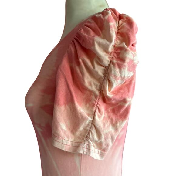 Womens Top Size Medium Pink Reworked Hippie Puff Sleeve Tie Dye Girly Festival - Picture 5 of 7